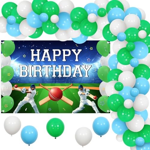 Jollyboom Cricket-Geburtstagsparty-Dekorationen, Sport-Themenball, Happy Birthday-Dekorationen, Luftballons, Bogen-Hintergrund, Banner für Jungen, Kinder, Geburtstagsparty Jollyboom Cricket-Geburtstagsparty-Dekorationen, Sport-Themenball, Happy Birthday-Dekorationen, Luftballons, Bogen-Hintergrund, Banner für Jungen, Kinder, Geburtstagsparty von Jollyboom