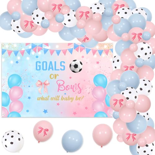Jollyboom Fußball-Dekorationen, Tore oder Schleifen, was wird Baby sein Geschlecht enthüllen, Dekorationen, Hintergrundballons, Bogen für Jungen oder Mädchen, er oder sie, Babyparty von Jollyboom