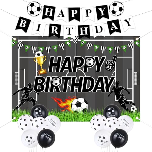 Jollyboom Fußball-Geburtstagsdekorationen, Fußball-Thema, Happy Birthday, Banner, Fußball-Themen-Ballons für Fußballsportler, Torszene, Thema, Fußball, Geburtstag, Partyzubehör Jollyboom Fußball-Geburtstagsdekorationen, Fußball-Thema, Happy Birthday, Banner, Fußball-Themen-Ballons für Fußballsportler, Torszene, Thema, Fußball, Geburtstag, Partyzubehör von Jollyboom