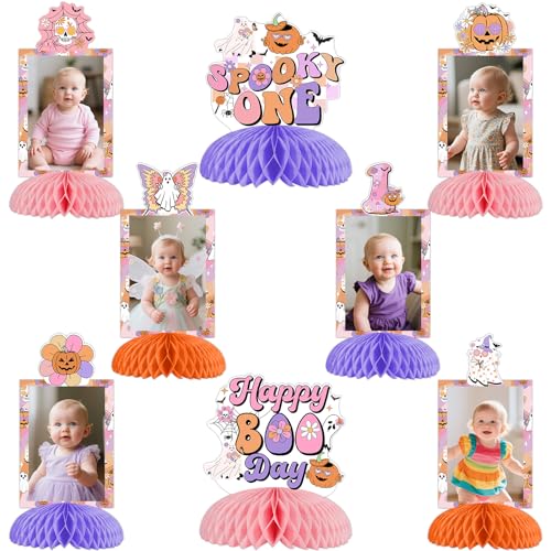 Jollyboom Halloween-Dekoration für den 1. Geburtstag, gruselig, ein Foto, Waben-Mittelstück, Happy Boo Day, Geister-Kürbis-Tischdekoration für Mädchen, Retro, Groovy, Hippie, Halloween, erster Jollyboom Halloween-Dekoration für den 1. Geburtstag, gruselig, ein Foto, Waben-Mittelstück, Happy Boo Day, Geister-Kürbis-Tischdekoration für Mädchen, Retro, Groovy, Hippie, Halloween, erster von Jollyboom