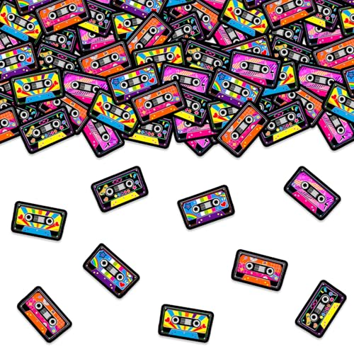 Jollyboom Kassettenband Party Dekorationen, 200pcs 80er 90er Jahre Radio Boombox Geburtstag Konfetti für Hip Hop Musik Geburtstag Party Tischbedarf von Jollyboom