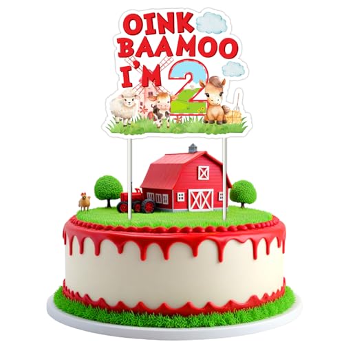 Jollyboom Oink Baa Moo I Am Two Geburtstagsdekoration, Tortenaufsatz, Bauernhof-Scheunen-Thema, Kuchendekoration für 2 Jahre alte Jungen, Mädchen, Bauernhof, Tierparty Jollyboom Oink Baa Moo I Am Two Geburtstagsdekoration, Tortenaufsatz, Bauernhof-Scheunen-Thema, Kuchendekoration für 2 Jahre alte Jungen, Mädchen, Bauernhof, Tierparty von Jollyboom