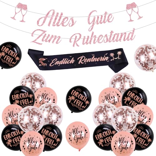 Jollyboom Rente Deko Frau, Rosegold Alles Gute Zum Ruhestand Deko Banner Schärpe Luftballons Schwarz Ballons für Endlich Rentnerin Ruhestand Abschiedsfeier Party Jollyboom Rente Deko Frau, Rosegold Alles Gute Zum Ruhestand Deko Banner Schärpe Luftballons Schwarz Ballons für Endlich Rentnerin Ruhestand Abschiedsfeier Party von Jollyboom