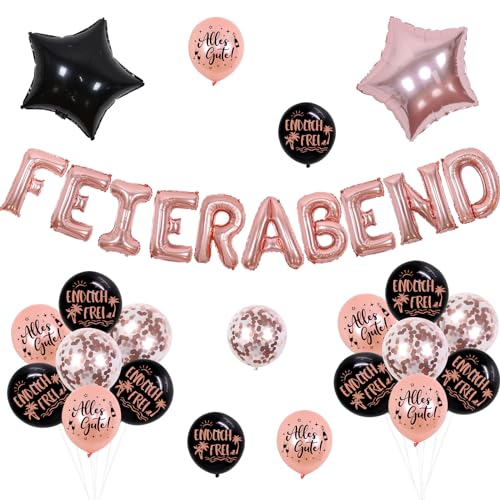 Jollyboom Rente Deko Frau, Feierabend Luftballons Girlande Endlich Frei Schwarz Ballons Alles Gute Zum Ruhestand, Rosegold für Frauen Abschiedsfeier Party von Jollyboom