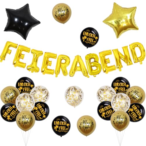 Jollyboom Rente Deko Schwarzes Gold, Feierabend Deko Folienballon Luftballons Ballons für Endlich Ruhestand Alles Gute Zum Ruhestand Abschiedsfeier Party Jollyboom Rente Deko Schwarzes Gold, Feierabend Deko Folienballon Luftballons Ballons für Endlich Ruhestand Alles Gute Zum Ruhestand Abschiedsfeier Party von Jollyboom