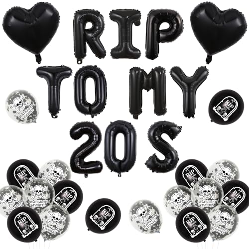 „Jollyboom Rip to My 20s Geburtstagsdekorationen, 30. Geburtstagsdekorationen schwarz, Rip Twenties Dekorationen für Frauen und Männer, Death to My Twenties Luftballons für ihn, ihre lustige dreißigs „Jollyboom Rip to My 20s Geburtstagsdekorationen, 30. Geburtstagsdekorationen schwarz, Rip Twenties Dekorationen für Frauen und Männer, Death to My Twenties Luftballons für ihn, ihre lustige dreißigs von Jollyboom