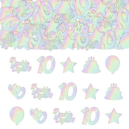 Jollyboom Schillernde Dekoration zum 10. Geburtstag, Mädchen, 200 Stück, schillerndes Thema, Tischkonfetti, doppelseitiger Druck, Tischdekorationen für zweistellige 10 Jahre alte Jollyboom Schillernde Dekoration zum 10. Geburtstag, Mädchen, 200 Stück, schillerndes Thema, Tischkonfetti, doppelseitiger Druck, Tischdekorationen für zweistellige 10 Jahre alte von Jollyboom