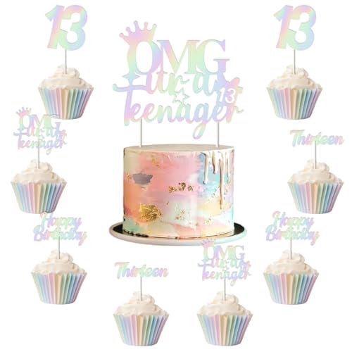 Jollyboom Schillernde Dekoration zum 13. Geburtstag, Mädchen, 24 Stück, Omg Ur A Teenager, Cupcake-Topper, schillerndes Thema, Kuchendekorationen für 13 Jahre alte Geburtstagsparty-Zubehör Jollyboom Schillernde Dekoration zum 13. Geburtstag, Mädchen, 24 Stück, Omg Ur A Teenager, Cupcake-Topper, schillerndes Thema, Kuchendekorationen für 13 Jahre alte Geburtstagsparty-Zubehör von Jollyboom