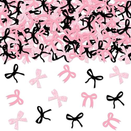 Jollyboom Schwarze und rosa Schleife, Party-Dekorationen für Tisch, 200 Stück, schwarze und rosa Schleife, Konfetti-Schleife, Tischdekoration, Papierstreuung für Frauen, Mädchen, Kokette, Geburtstag Jollyboom Schwarze und rosa Schleife, Party-Dekorationen für Tisch, 200 Stück, schwarze und rosa Schleife, Konfetti-Schleife, Tischdekoration, Papierstreuung für Frauen, Mädchen, Kokette, Geburtstag von Jollyboom