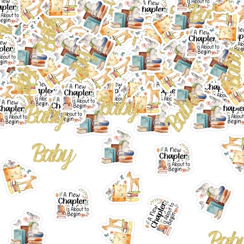 Jollyboom Storybook Babyparty-Dekorationen, 200 Stück, A New Chapter Is About To Begin, Babyparty-Konfetti für Waldtiere, Buch-Thema, Schwangerschaftsfeier, Tischdekorationen von Jollyboom