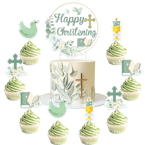 Jollyboom Taufdekorationen Salbeigrün, Happy Taufe Kuchen Cupcake Topper Taufe Kuchen Dekorationen für Jungen Mädchen Taufe an Ihrem Taufe Heilige Erstkommunion Party Supplies Jollyboom Taufdekorationen Salbeigrün, Happy Taufe Kuchen Cupcake Topper Taufe Kuchen Dekorationen für Jungen Mädchen Taufe an Ihrem Taufe Heilige Erstkommunion Party Supplies von Jollyboom