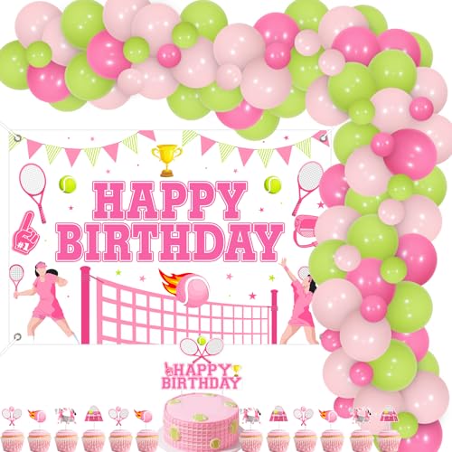 Jollyboom Tennis Geburtstag Dekorationen Mädchen, Tennisball Happy Birthday Hintergrund Banner Kuchen Cupcake Toppers Luftballons Bogen für Sportschläger Thema Tennis Liebhaber Party Jollyboom Tennis Geburtstag Dekorationen Mädchen, Tennisball Happy Birthday Hintergrund Banner Kuchen Cupcake Toppers Luftballons Bogen für Sportschläger Thema Tennis Liebhaber Party von Jollyboom
