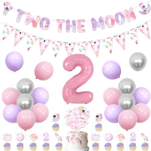 Jollyboom Two The Moon Geburtstagsdekorationen Mädchen, Weltraum 2. Party Dekorationen Wimpel Banner Kuchen Cupcake Toppers Ballon Kit für Weltraum 2 Jahre alt Geburtstag Party Supplies Jollyboom Two The Moon Geburtstagsdekorationen Mädchen, Weltraum 2. Party Dekorationen Wimpel Banner Kuchen Cupcake Toppers Ballon Kit für Weltraum 2 Jahre alt Geburtstag Party Supplies von Jollyboom