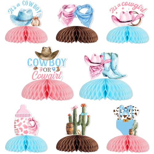Jollyboom Western-Dekorationen zum Enthüllen, 8 Stück, Cowboy- oder Cowgirl-Gender Reveal Honeycomb Mittelstück It's a Cowboy Cowgirl Tischdekoration für Western Rodeo Boy or Girl Baby Shower Jollyboom Western-Dekorationen zum Enthüllen, 8 Stück, Cowboy- oder Cowgirl-Gender Reveal Honeycomb Mittelstück It's a Cowboy Cowgirl Tischdekoration für Western Rodeo Boy or Girl Baby Shower von Jollyboom