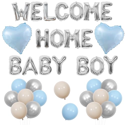 Jollyboom Willkommen Zuhause Baby Junge Dekorationen, Blau Silber Willkommen Zuhause Baby Junge Ballon Banner Baby Blau Weiß Luftballons Herz Folienballons für Jungen Neugeborene Geburtstagsfeier Jollyboom Willkommen Zuhause Baby Junge Dekorationen, Blau Silber Willkommen Zuhause Baby Junge Ballon Banner Baby Blau Weiß Luftballons Herz Folienballons für Jungen Neugeborene Geburtstagsfeier von Jollyboom