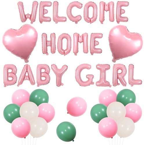 Jollyboom Willkommen Zuhause Baby Mädchen Dekorationen, Rosa Willkommen Zuhause Baby Mädchen Ballon Banner Sand Weiß Salbei Grün Luftballons Herz Folienballons für Mädchen Neugeborene Geburtstagsfeier Jollyboom Willkommen Zuhause Baby Mädchen Dekorationen, Rosa Willkommen Zuhause Baby Mädchen Ballon Banner Sand Weiß Salbei Grün Luftballons Herz Folienballons für Mädchen Neugeborene Geburtstagsfeier von Jollyboom
