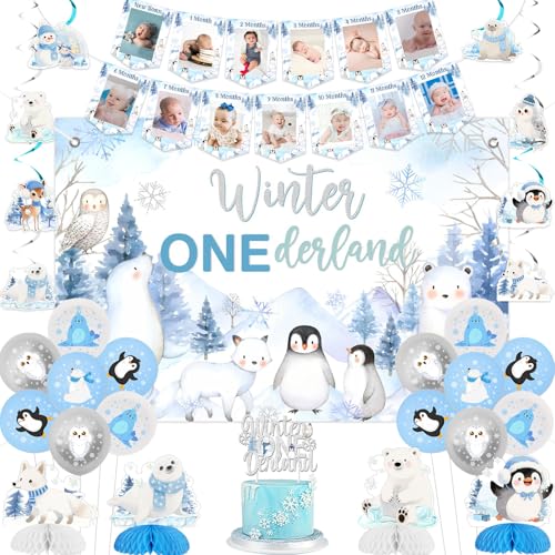 Jollyboom Winter Onederland Dekoration zum 1. Geburtstag, arktische Polartiere, Geburtstagsdekorationen, Hintergrund, Fotobanner, Kuchendekoration, Luftballons, Wabenball, hängende Wirbel Jollyboom Winter Onederland Dekoration zum 1. Geburtstag, arktische Polartiere, Geburtstagsdekorationen, Hintergrund, Fotobanner, Kuchendekoration, Luftballons, Wabenball, hängende Wirbel von Jollyboom