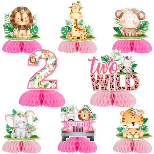 Jollyboom Zwei wilde Geburtstagsdekorationen, 8 Stück, rosa Safari-Party-Waben-Mittelstück für Mädchen, 2. Geburtstag, Safari-Tiere, Tischdekoration für 2 Jahre alte Mädchen, Jollyboom Zwei wilde Geburtstagsdekorationen, 8 Stück, rosa Safari-Party-Waben-Mittelstück für Mädchen, 2. Geburtstag, Safari-Tiere, Tischdekoration für 2 Jahre alte Mädchen, von Jollyboom