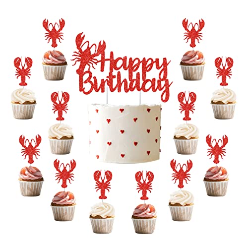 Kuchendekoration für Geburtstagskuchen, Motiv: Krabbenfisch, 25 Stück, Hummer, Happy Birthday, Kuchendekoration, Meeresfrüchte Kuchendekoration für Geburtstagskuchen, Motiv: Krabbenfisch, 25 Stück, Hummer, Happy Birthday, Kuchendekoration, Meeresfrüchte von Jollyboom