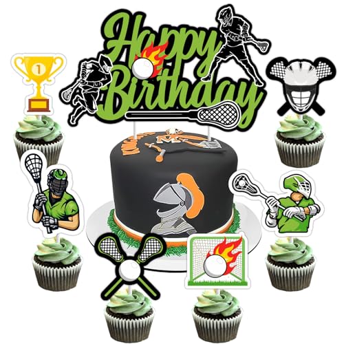 Lacrosse Cake Cupcake Toppers for Boys, Green Lacrosse Birthday Party Decorations Happy Birthday Cake Cupcake Topper for Boy Sport Theme Birthday Party von Jollyboom