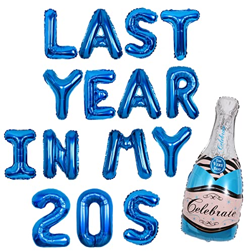 Last Year in My 20s Birthday Balloons Blau mit Champagner Folienballon - 29. Geburtstag Dekorationen für Frau Mann von Jollyboom