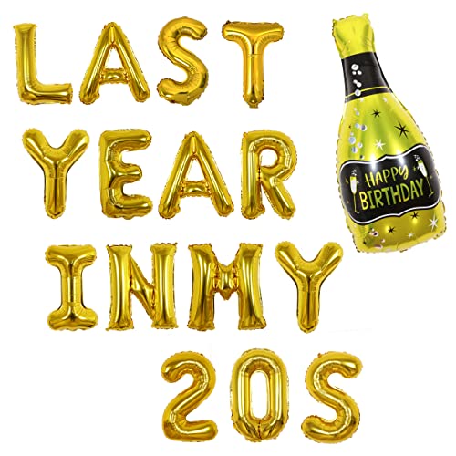 Luftballons mit Champagnerfolienballon, Aufschrift "Last Year in My 20s Birthday", goldfarben von Jollyboom