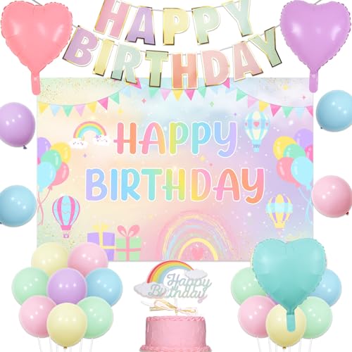 Pastell Regenbogen Geburtstag Dekorationen für Mädchen, Bunte Happy Birthday Hintergrund Happy Birthday Luftballons Banner Pastell Rosa Lila Blau Herz Folienballons Kuchen Topper für 1. 2 Geburtstag Pastell Regenbogen Geburtstag Dekorationen für Mädchen, Bunte Happy Birthday Hintergrund Happy Birthday Luftballons Banner Pastell Rosa Lila Blau Herz Folienballons Kuchen Topper für 1. 2 Geburtstag von Jollyboom