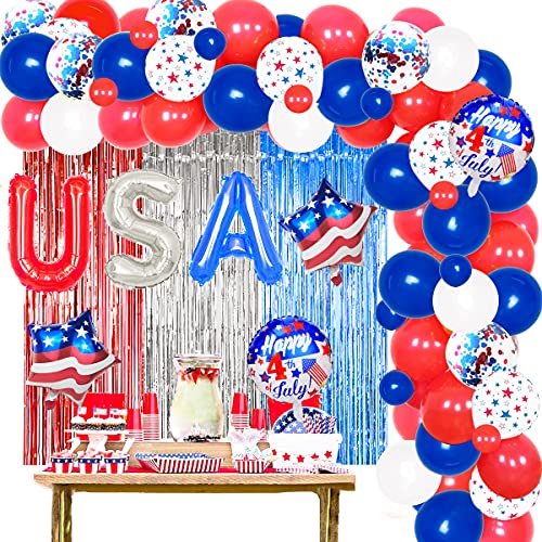 Patriotische Party-Dekorationen – 4. Juli USA-Ballon-Girlande, rot, weiß und blau, für amerikanische Themen, 1. Geburtstag, Partyzubehör, Babyparty-Dekorationen von Jollyboom