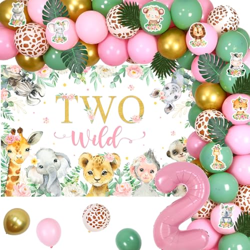 Zwei wilde Geburtstagsdekorationen Mädchen, rosa Safari 2. Party Dekorationen Zwei wilde Kulisse und rosa salbeigrün Ballonbogen Waldtier rosa Zahl 2 Luftballons für Dschungel-Thema Zwei Jahre alt Zwei wilde Geburtstagsdekorationen Mädchen, rosa Safari 2. Party Dekorationen Zwei wilde Kulisse und rosa salbeigrün Ballonbogen Waldtier rosa Zahl 2 Luftballons für Dschungel-Thema Zwei Jahre alt von Jollyboom