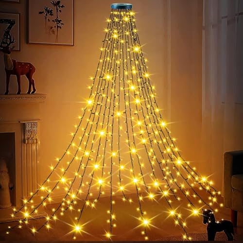 Christbaumbeleuchtung mit Ring, 400 LEDs Lichterkette Weihnachtsbaum mit 16 tränge 2m Tannenbaum lichterkette, Fairy Lights Christmas LED Tree für 150cm-240cm Baum Weihnachten/Party/Hochzeit (16) von Joltix