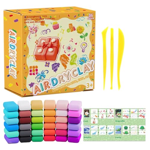 Air Dry Clay | 36 Farben Schnelltrocknende Modelliermasse,Leichter Weicher Modellierteig Komplettset Für Kinder Alter 3-12 Jahre Bastelbedarf Schulprojekte Kreativgeschenke Air Dry Clay | 36 Farben Schnelltrocknende Modelliermasse,Leichter Weicher Modellierteig Komplettset Für Kinder Alter 3-12 Jahre Bastelbedarf Schulprojekte Kreativgeschenke von Jomewory