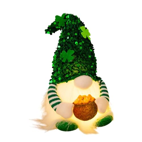 Jomewory Irischer, St. Patrick's Day e Dekorationen | Glückliche grün beleuchtete e, Dekorationen für Zuhause mit Kleeblatt-Paillettenhut,Tischdekoration, skandinavische Tomte-Dekoration zum St. Jomewory Irischer, St. Patrick's Day e Dekorationen | Glückliche grün beleuchtete e, Dekorationen für Zuhause mit Kleeblatt-Paillettenhut,Tischdekoration, skandinavische Tomte-Dekoration zum St. von Jomewory