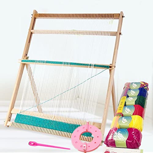 Jomewory Webstuhl Aus Holz, Webrahmen-Webstuhl-Set, Webstuhlfabrik, Webmaschinenschulwebstuhl Zum Webdesign, Multi-Craft Weaving Textilnähwerkzeug Arts Frame Für Anfänger 49x64x3cm von Jomewory