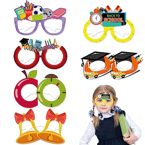 Kinder-Make-up-Brille – ausgefallene Brille für den Schulanfang – Willkommens-Foto-Requisiten, Papierbrillen, 12 Stück/Set, Party-Dekorationen, Gastgeschenke, Gläser für Schulanfang, Party-Requisiten von Jomewory