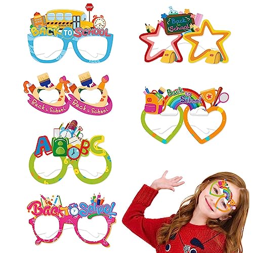 Kinder-Make-up-Brille – ausgefallene Brille für den Schulanfang – Willkommens-Foto-Requisiten, Papierbrillen, 12 Stück/Set, Party-Dekorationen, Gastgeschenke, Gläser für Schulanfang, Party-Requisiten von Jomewory