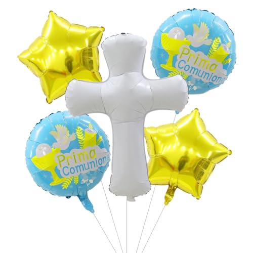 Luftballons für Kommunion, Aluminiumfolie, Taubenballons, 5 Stück, niedliche kreative Kommunionsparty-Dekorationen, Taufdekorationen, Luftballons von Jomewory