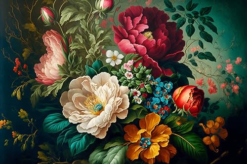 Jomzuci Malen Nach Zahlen Erwachsene, Malen Nach Zahlen Blumen Anfänger Paint by Numbers Adult mit Leinwand Pinseln Acrylpigment für Geschenke und Home Wand Dekoration, Ohne Rahmen (40 x 50 cm) von Jomzuci
