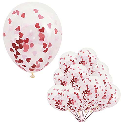 Valentinstag Deko Set 20 Konfetti Ballons Rot Herz Konfetti Luftballons Romantisch Deko, Dekoration für Romantische Atmosphäre, Heiratsantrag und Hochzeit von Jonami