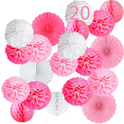 20er Rosa Deko Seidenpapier Pompons, Dekorpapier Blumenpuscheln Papier, Rosetten, Fans Fächer, Papierfächer, Wabenbälle. Dekoration Hochzeit, Taufe Mädchen, Baby Shower, Geburtstag Party, JGA 20er Rosa Deko Seidenpapier Pompons, Dekorpapier Blumenpuscheln Papier, Rosetten, Fans Fächer, Papierfächer, Wabenbälle. Dekoration Hochzeit, Taufe Mädchen, Baby Shower, Geburtstag Party, JGA von Jonami