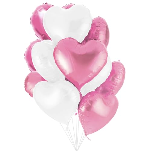 25 Herz Folienballons Rosa Weiss Helium Luftballon, Romantisch Deko, Dekoration für Romantische Atmosphäre, Heiratsantrag, Valentinstag Deko und Hochzeit 25 Herz Folienballons Rosa Weiss Helium Luftballon, Romantisch Deko, Dekoration für Romantische Atmosphäre, Heiratsantrag, Valentinstag Deko und Hochzeit von Jonami