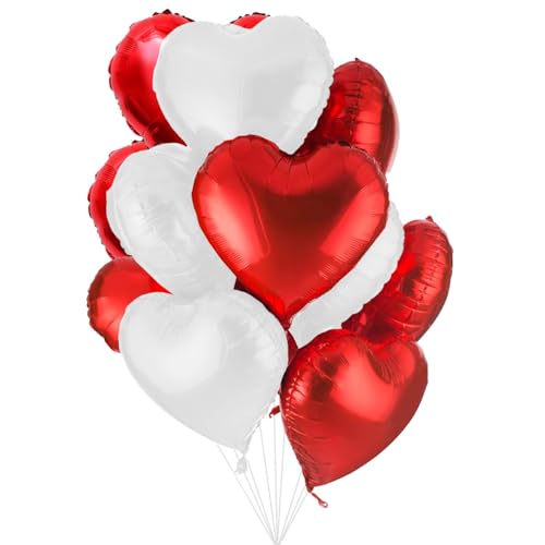 25 Herz Folienballons Rot Weiss Helium Luftballon, Romantisch Deko, Dekoration für Romantische Atmosphäre, Heiratsantrag, Valentinstag Deko und Hochzeit 25 Herz Folienballons Rot Weiss Helium Luftballon, Romantisch Deko, Dekoration für Romantische Atmosphäre, Heiratsantrag, Valentinstag Deko und Hochzeit von Jonami