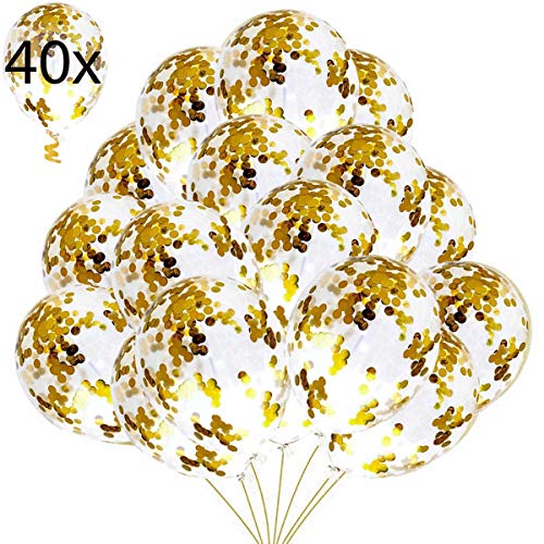 40 Luftballons Gold Konfetti Helium Glitter Pailletten Latex Ballons für Deko Party Feier Dekoration für Geburtstag, Geburtstagsdeko und Neujahr 40 Luftballons Gold Konfetti Helium Glitter Pailletten Latex Ballons für Deko Party Feier Dekoration für Geburtstag, Geburtstagsdeko und Neujahr von Jonami