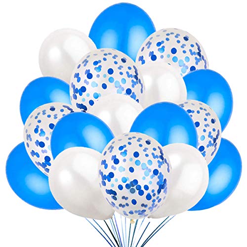 50 Luftballons Blau Weiß und Konfetti Ballon Partyballon Deko Hellblau Dekoration fur Geburtstag, Baby Dusche Party, Baby Shower 50 Luftballons Blau Weiß und Konfetti Ballon Partyballon Deko Hellblau Dekoration fur Geburtstag, Baby Dusche Party, Baby Shower von Jonami