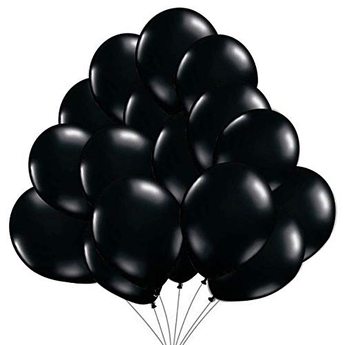 50 Luftballons Schwarz Ballons 36 cm Partyballon Deko 3,2g. Dekoration für Schwarze Party von Jonami