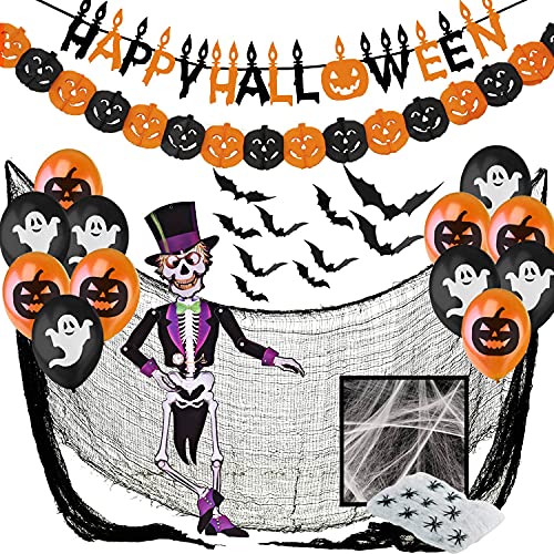 Jonami Halloween Deko XXL Set - Dekoration und Accessoires für Grusel Party und Garten - Girlande, Fledermäuse 3D, Kürbisse Wimpelkette, Luftballons, Spinnennetz, Spinne, Skelett, Dekostoff Tuch Jonami Halloween Deko XXL Set - Dekoration und Accessoires für Grusel Party und Garten - Girlande, Fledermäuse 3D, Kürbisse Wimpelkette, Luftballons, Spinnennetz, Spinne, Skelett, Dekostoff Tuch von Jonami