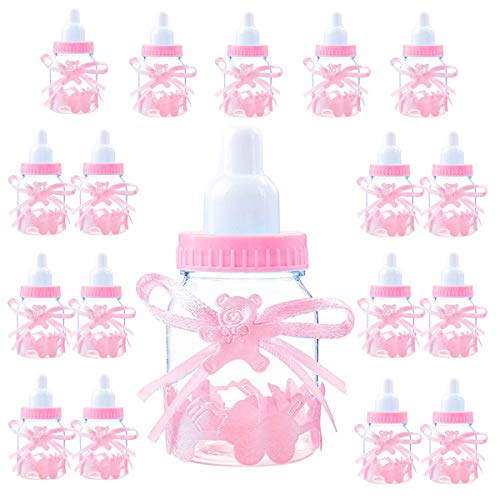 Madchen Süßigkeiten Box 18 Flasche Rosa, Babyparty Deko Mädchen, Baby Shower, Baby Party Pink Dekoration Box Gastegeschenke Taufe Geschenkpaket (4cm*4cm*9cm) -18 Stk- von Jonami