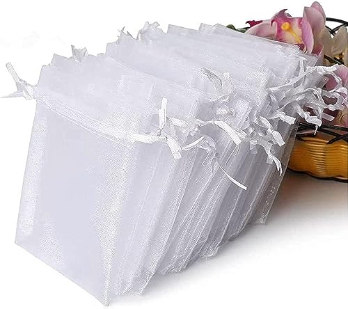 Jonami Organzasäckchen 10x15 CM Weiß Organzabeutel, Geschenkbeutel Organza Kleine mit Kordelzug Sie als Hochzeit Bonbonsbeutel, Schmuckbeutel, Geschenkbeutel - 100 Stück. von Jonami