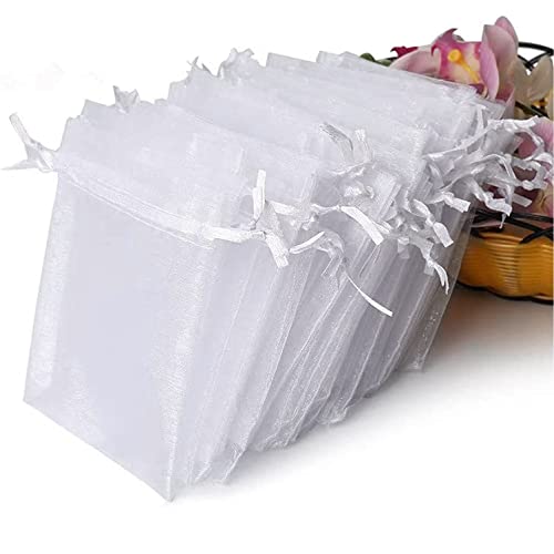 Jonami Organzasäckchen 7x9 CM Weiß Organzabeutel, Geschenkbeutel Organza Kleine mit Kordelzug Sie als Hochzeit Bonbonsbeutel, Schmuckbeutel, Geschenkbeutel - 100 Stück. von Jonami