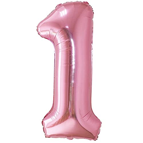 Luftballon 1. Geburtstag Zahl 1 Rosa XXL Riesen Folienballon 100cm Geburtstagsdeko Mädchen Ballon Zahl Deko zum Geburtstag. Fliegt mit Helium von Jonami