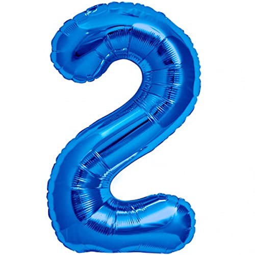 Luftballon 2. Geburtstag Zahl 2 Blau XXL Riesen Folienballon 100cm Geburtstagsdeko Jungen Ballon Zahl Deko zum Geburtstag. Fliegt mit Helium. von Jonami